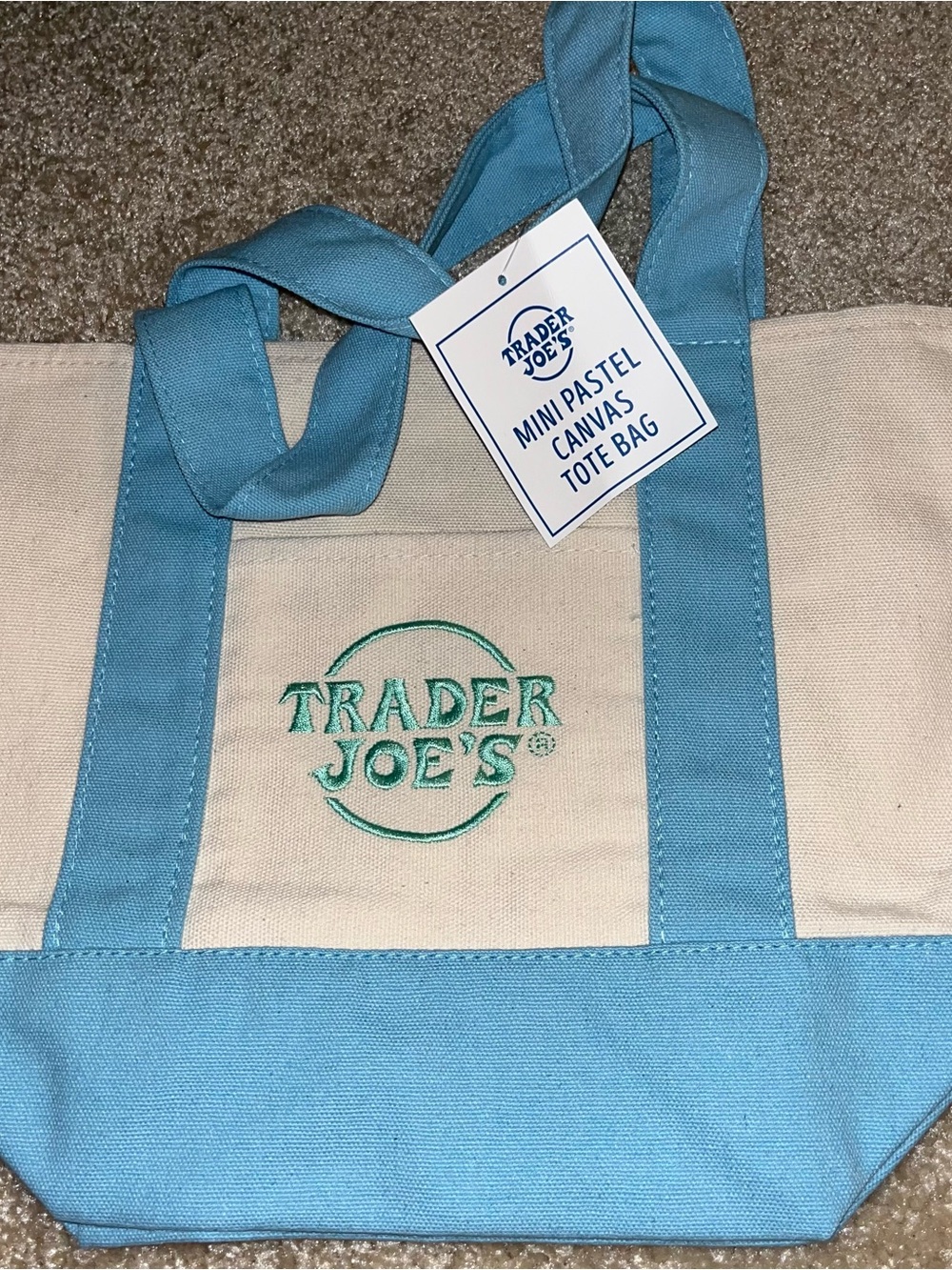 *NWT* Trader Joe's Mini Pastel Canvas Tote in Light Blue